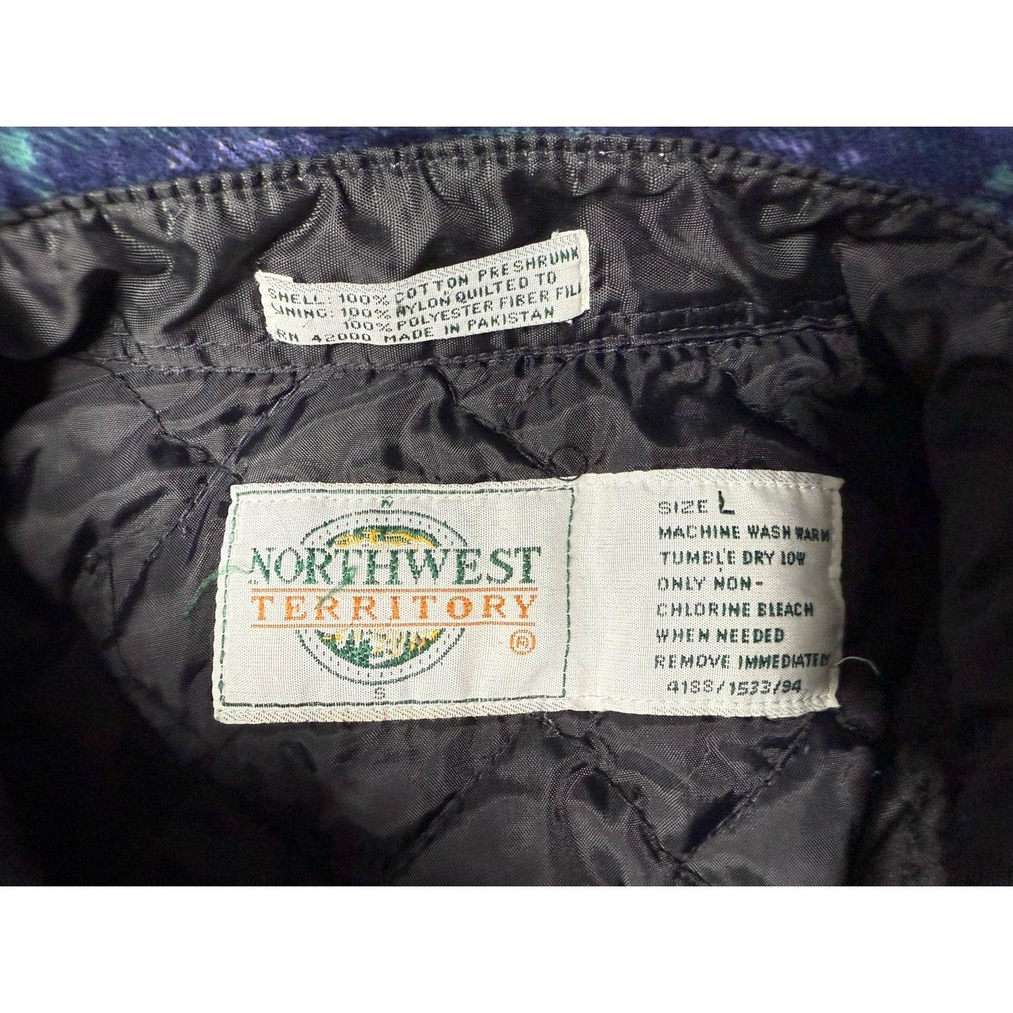Vintage 90s Northwest Territory Quilt Lined Button Up Flannel Shirt Large