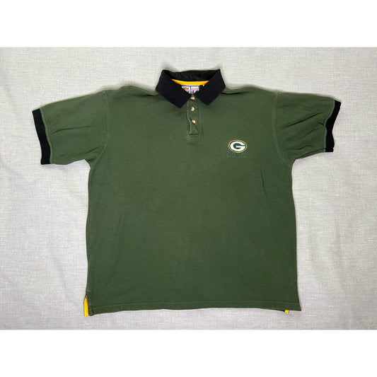 Vintage Green Bay Packers Logo 7 NFL Polo Shirt Large