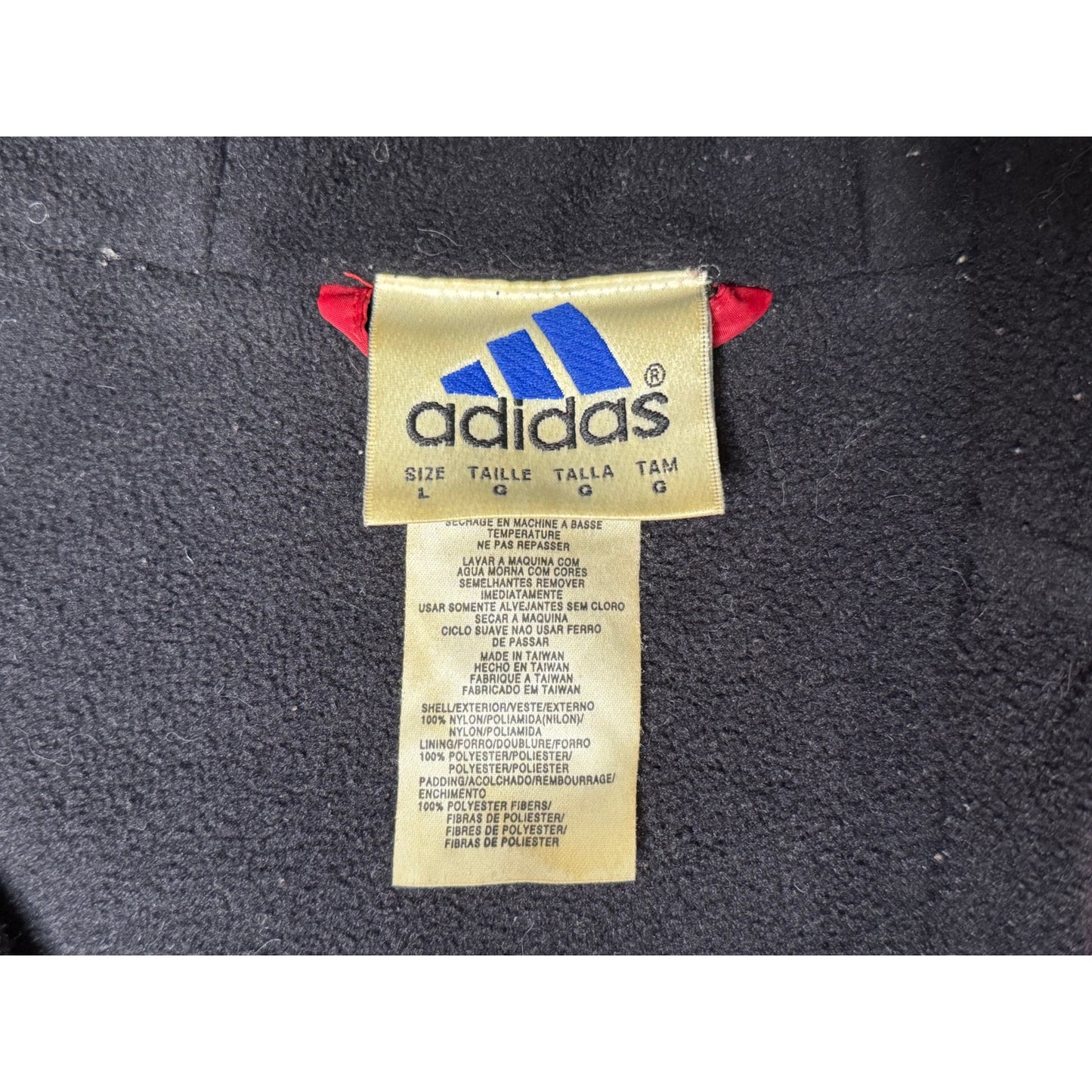 Vintage 2001 Adidas Fleece Lined Full Zip Winter Puffer Coat Large