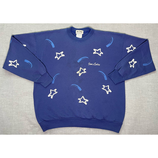 Vintage San Carlos California Star Print Crewneck Sweatshirt Large