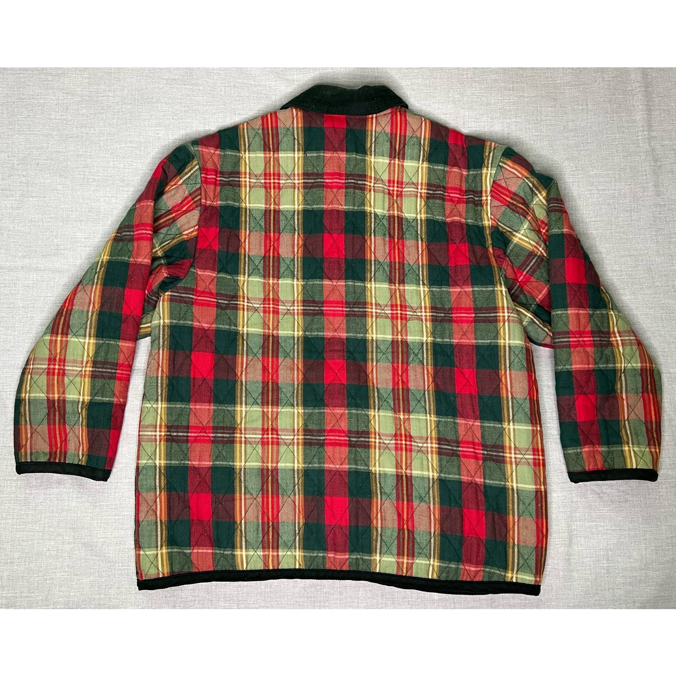 Quilted Plaid Flannel Snap Up Lined Chore Jacket Medium
