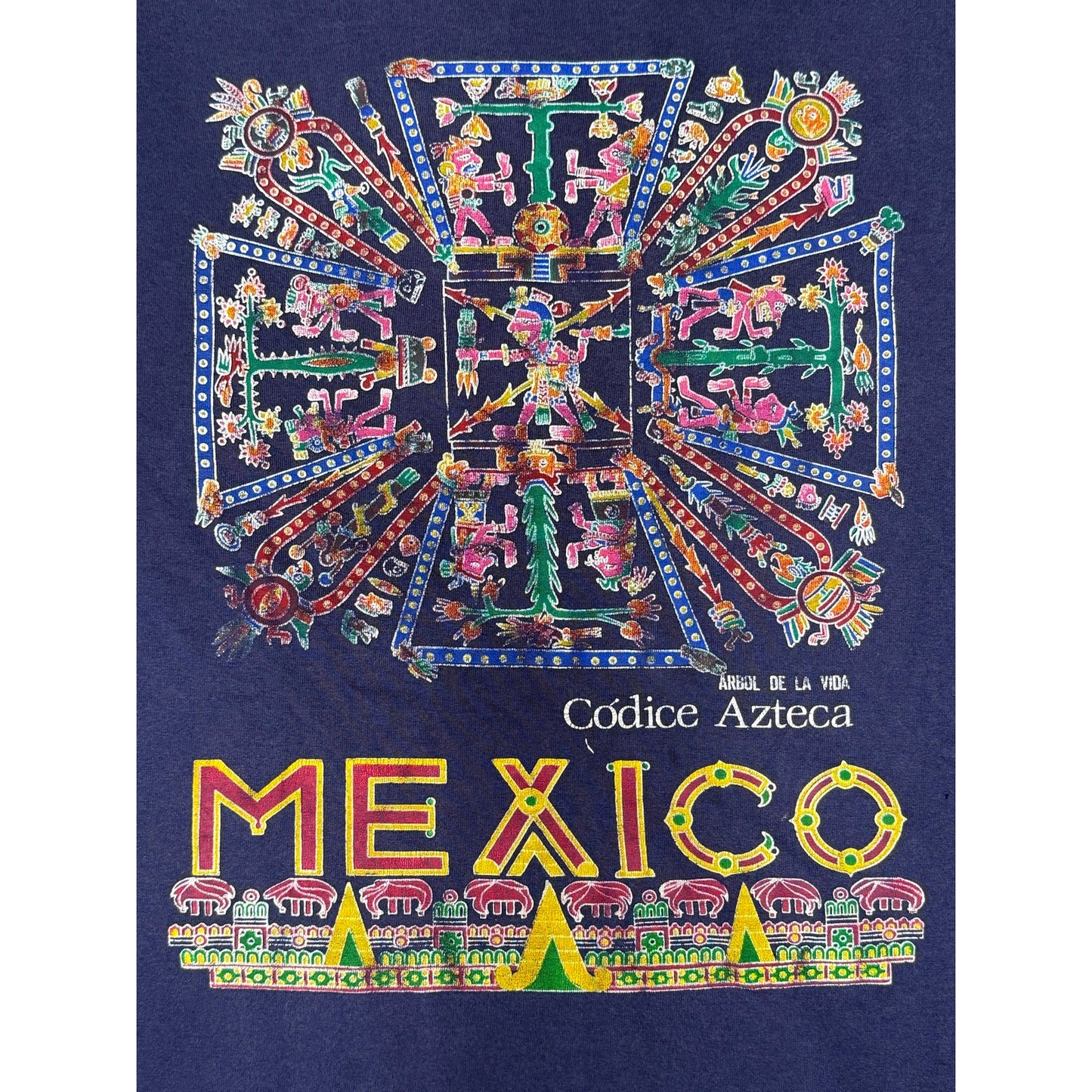 Vintage 90s Mexico Aztec Single Stitch Double Sided T-shirt XL