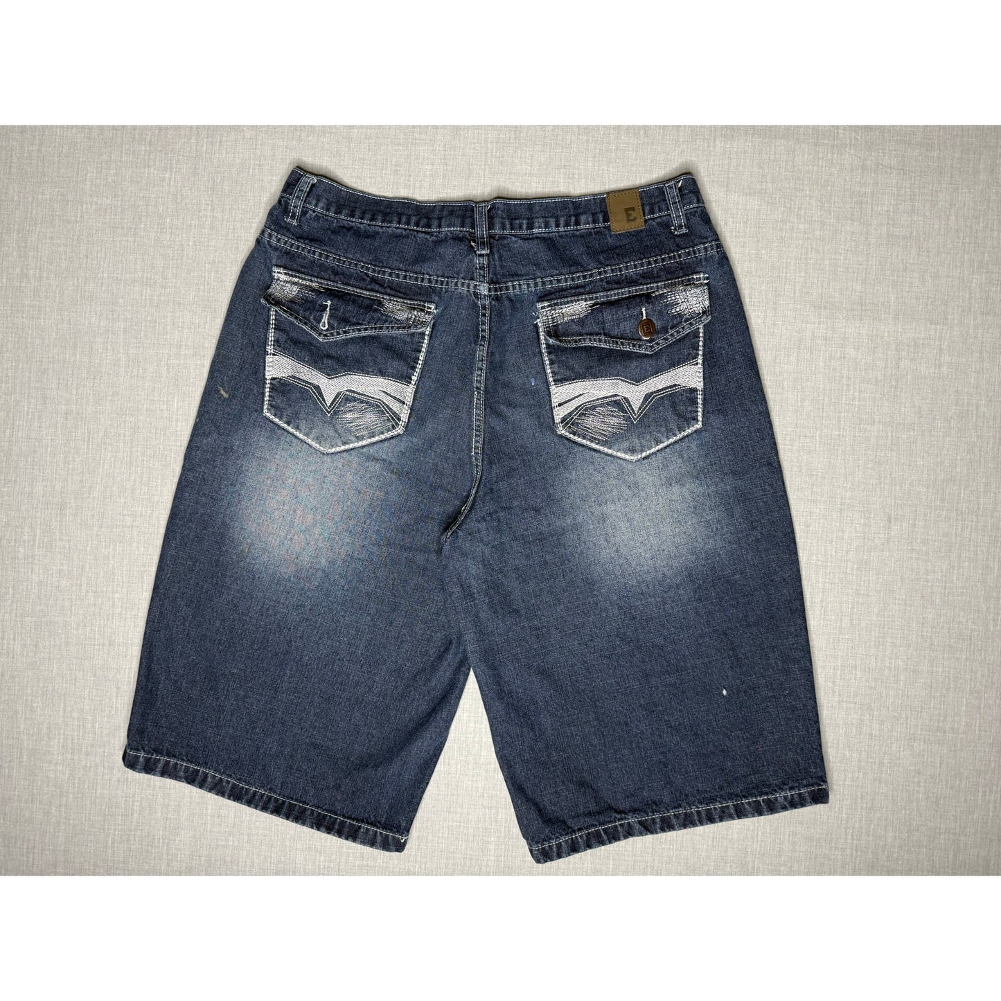 Vintage Y2K Emcee Baggy Wide Leg Pocket Flap Jean Shorts 38