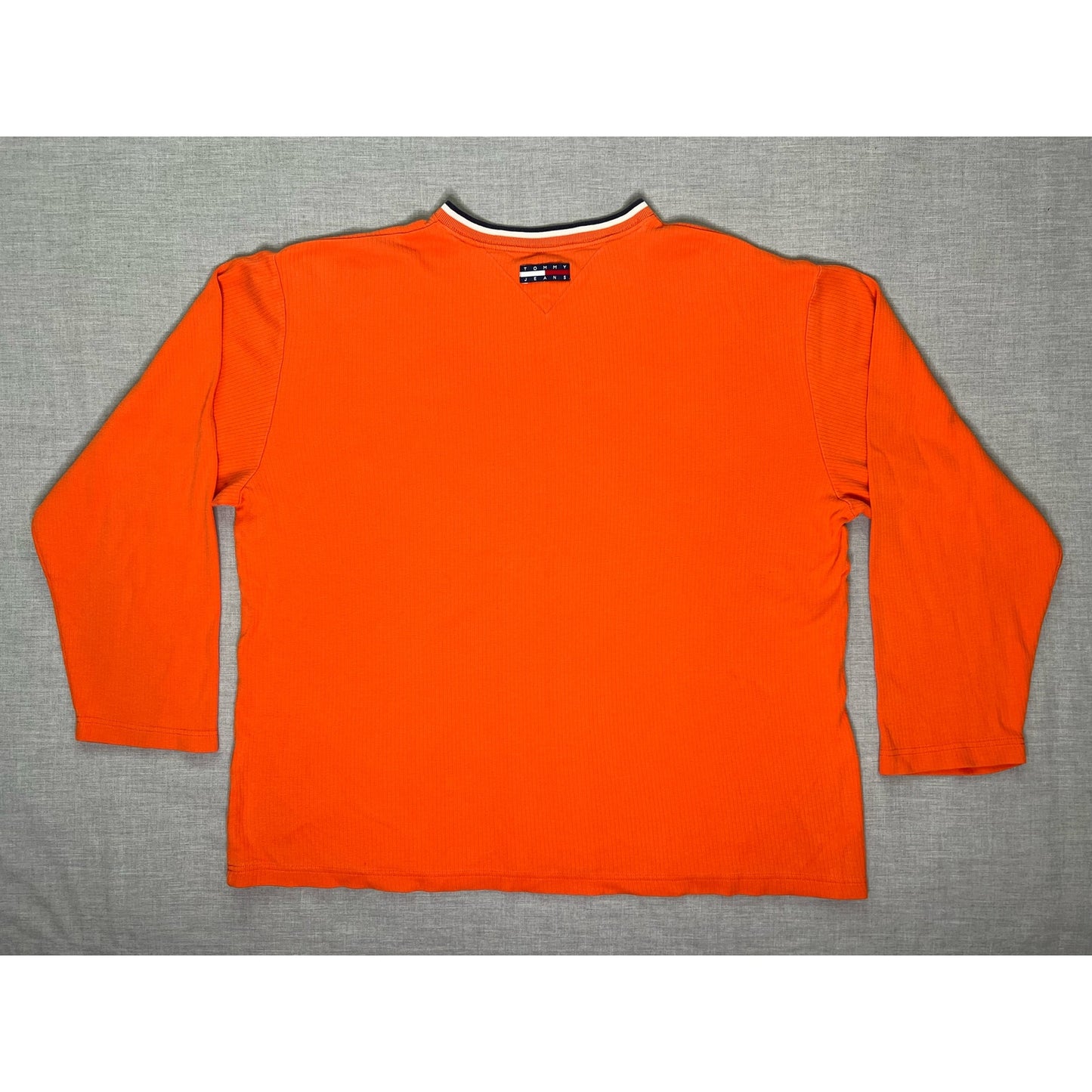 Vintage Tommy Hilfiger Jeans Ribbed Long Sleeve V-Neck T-shirt XL