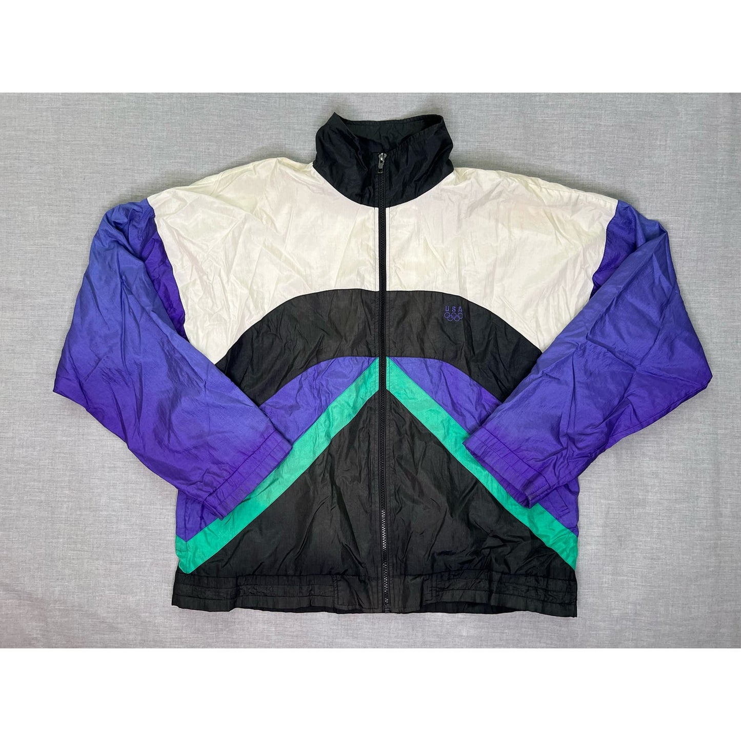 Vintage 90s JC Penney Olympic Full Zip Lined Windbreaker Jacket Medium
