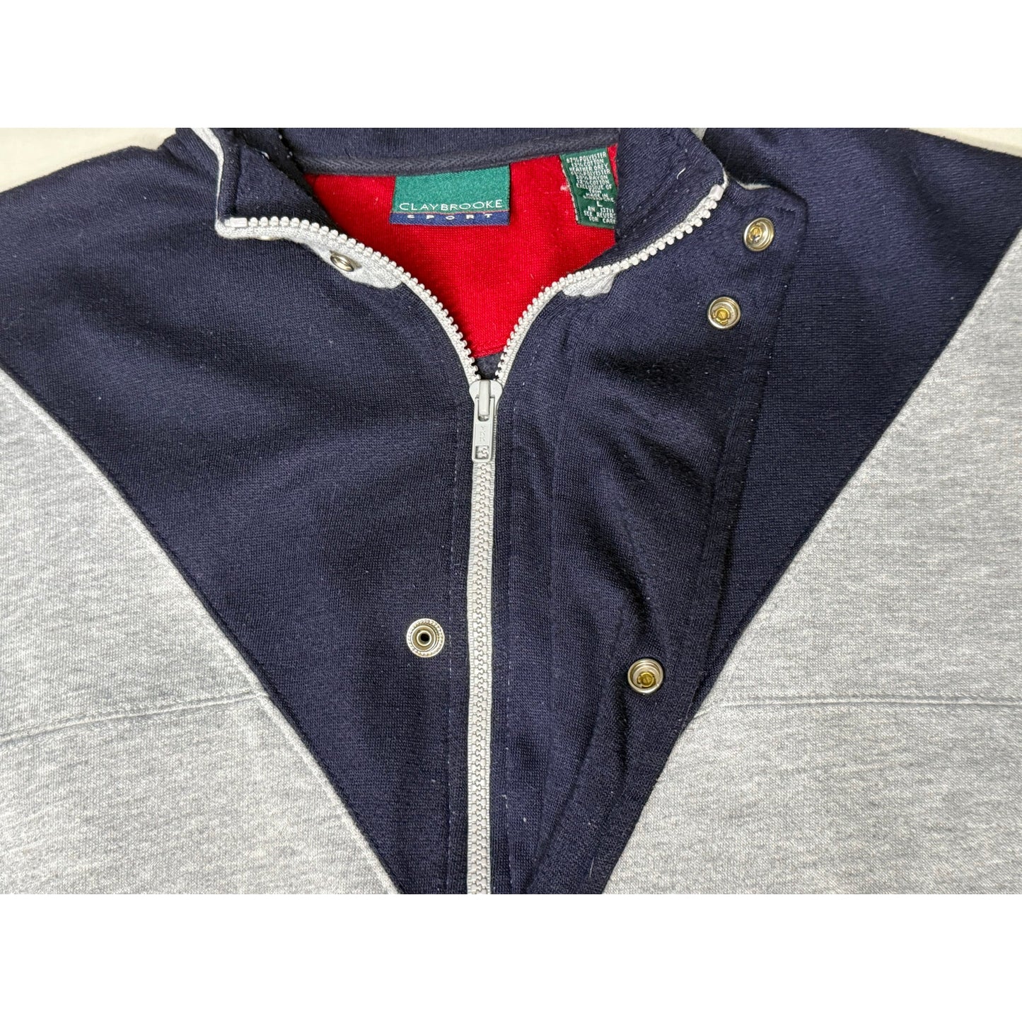 Vintage Claybrooke Sport Full Zip Snap Up Sweatshirt Large