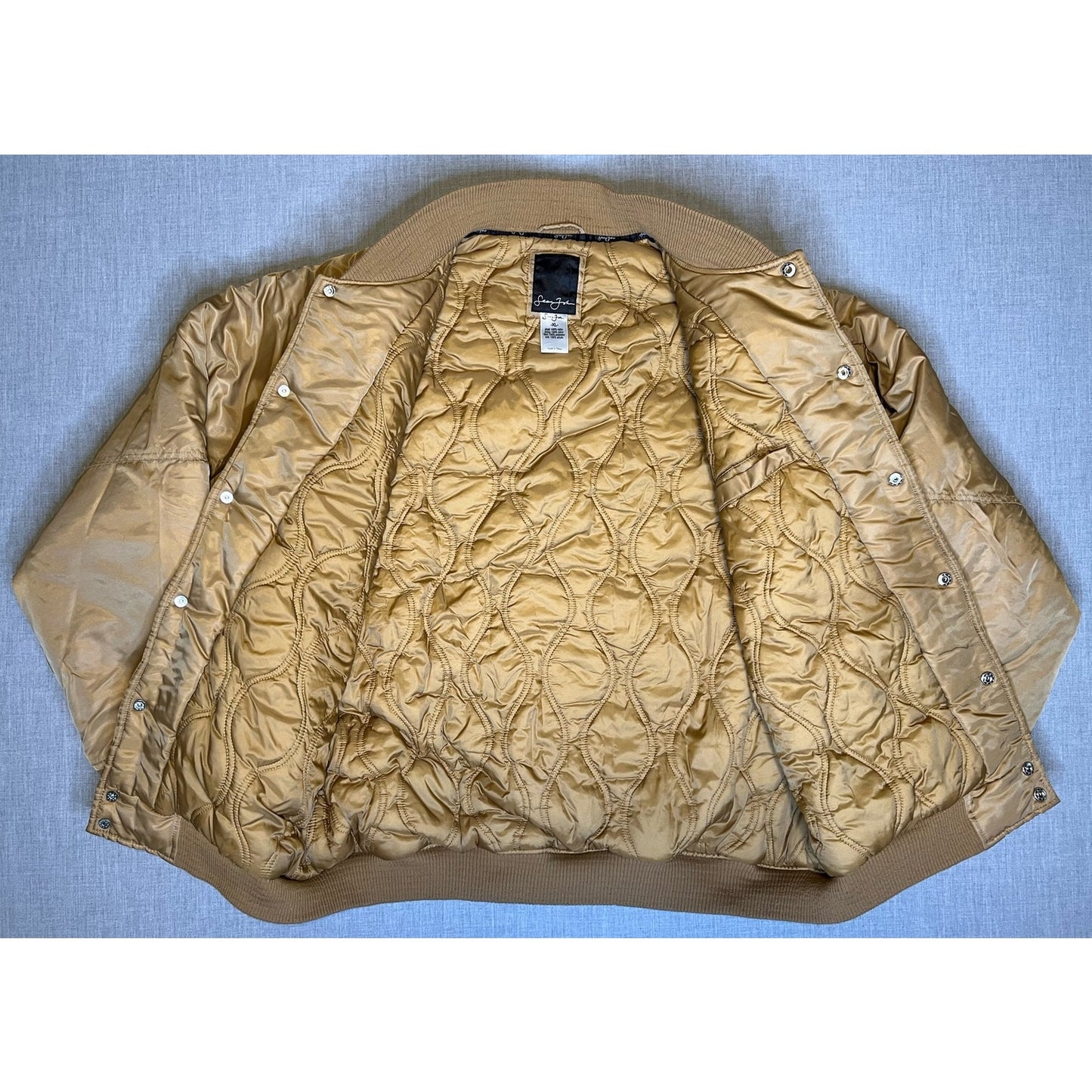 Vintage Y2K Sean John Quilted Snap Up Puffer Bomber Jacket XL