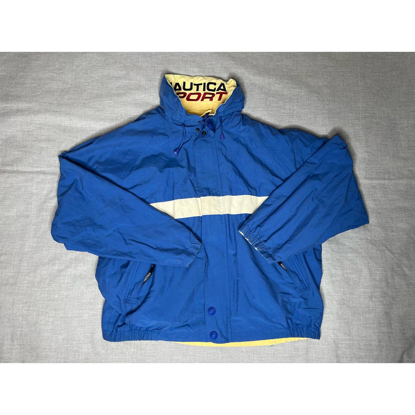 Vintage 90s Nautica Sport Reversible Blue and Yellow Jacket XL