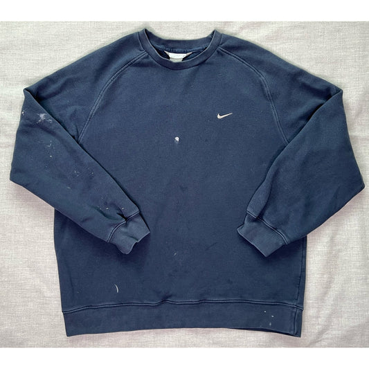 Vintage Y2K Nike Navy Blue Pullover Crewneck Sweatshirt XL