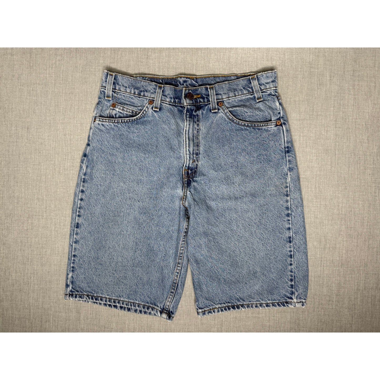 Vintage 90s Levi’s 550 Relaxed Fit Orange Tab Denim Jean Shorts 33