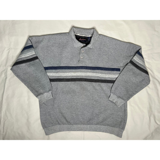 Vintage OnLine Long Sleeve Striped Polo Shirt Large