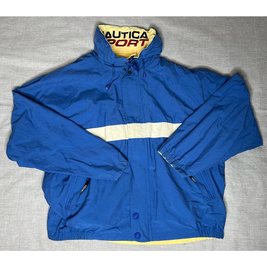 Vintage 90s Nautica Sport Reversible Blue Yellow Jacket XL