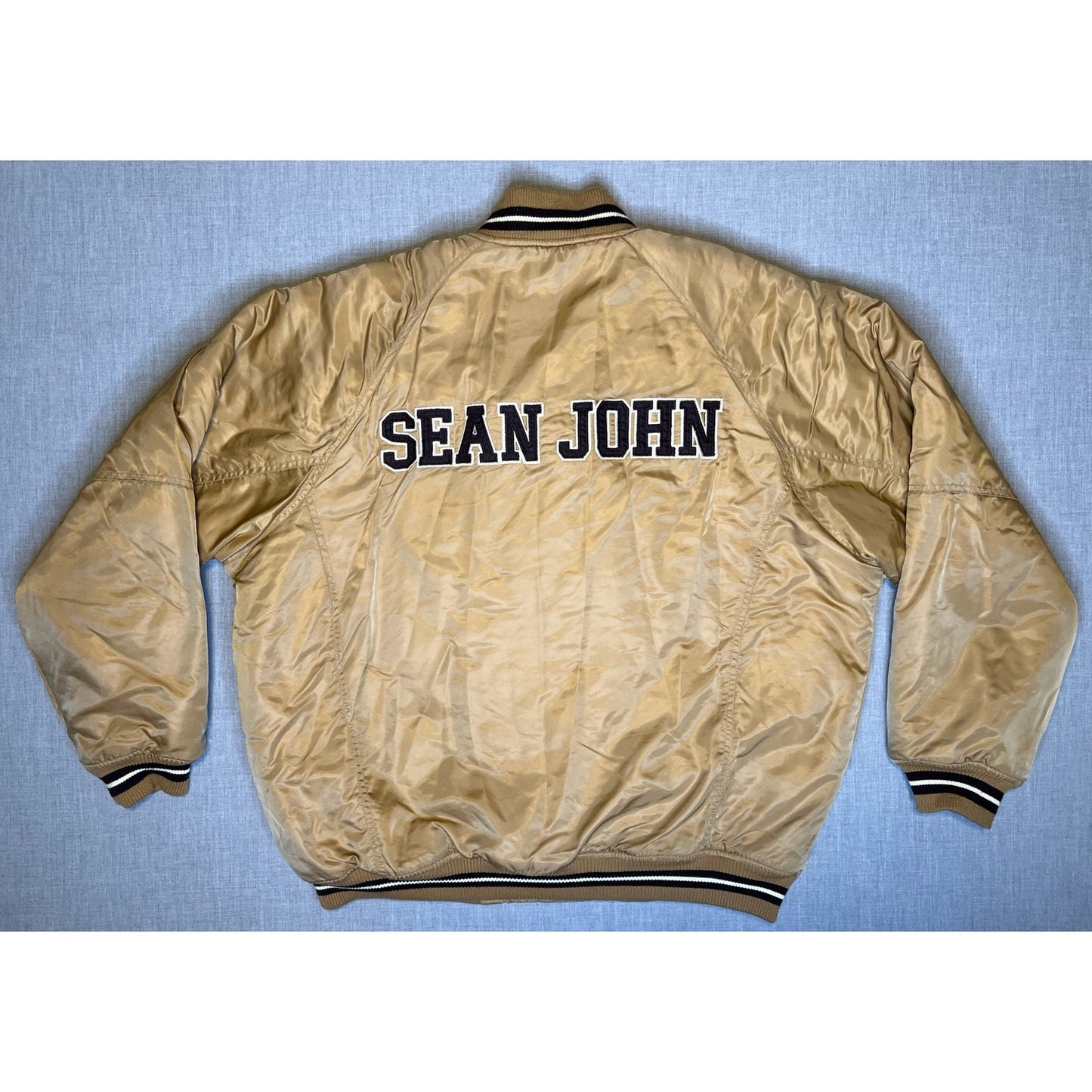 Vintage Y2K Sean John Quilted Snap Up Puffer Bomber Jacket XL