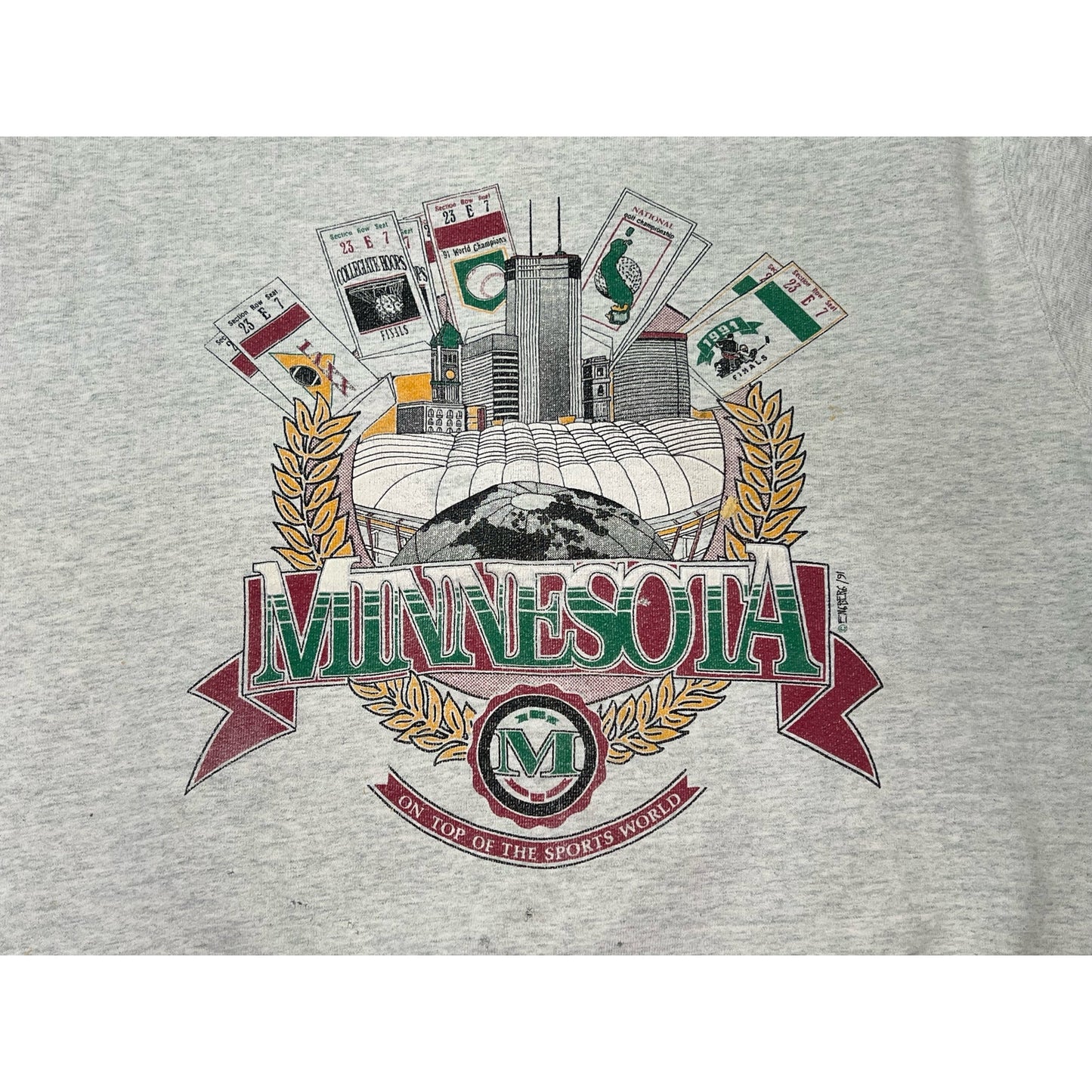 Vintage 1991 Minnesota Sports Pullover Crewneck Sweatshirt Large