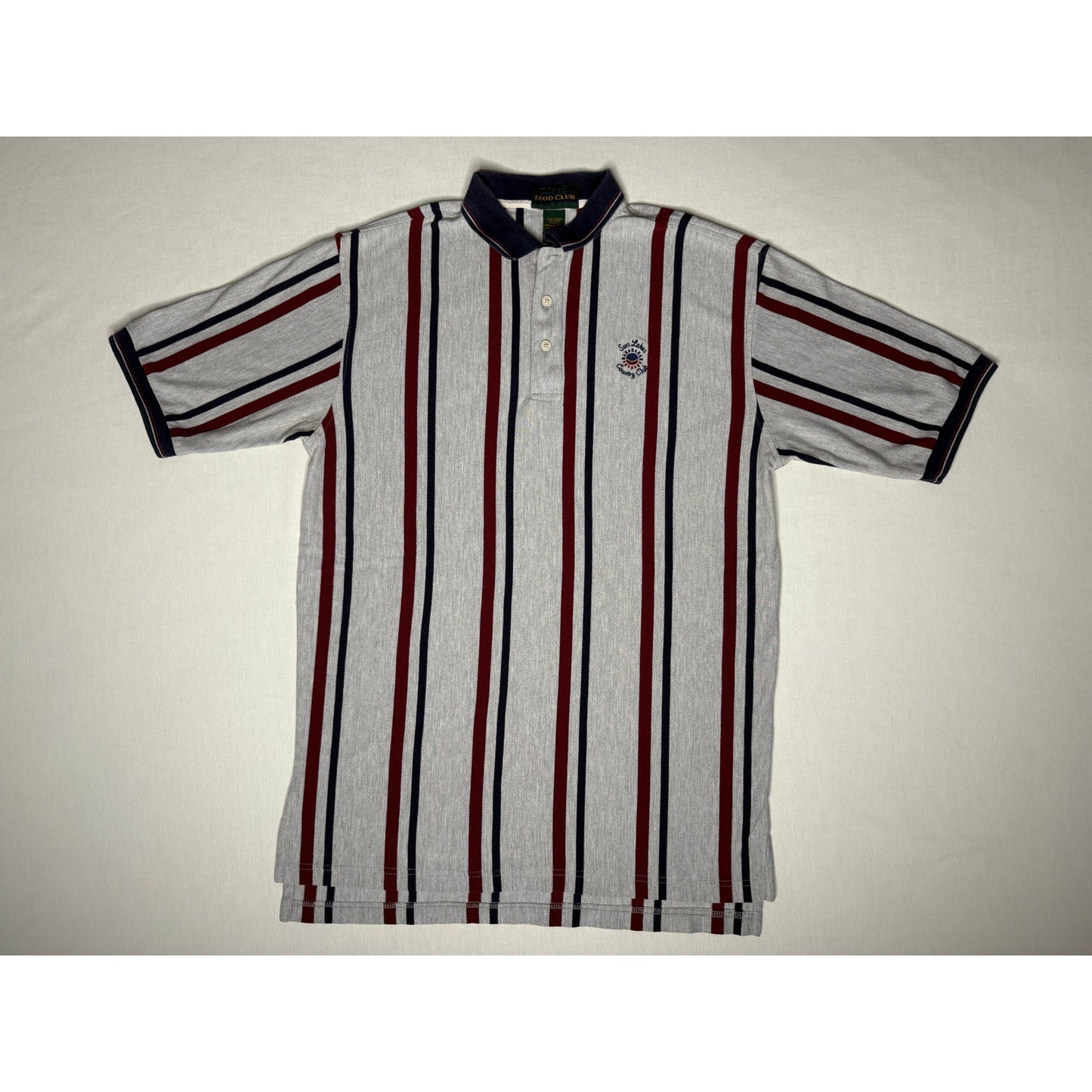 Vintage 90s Izod Club Sun Lakes Country Club Striped Golf Polo Shirt Large