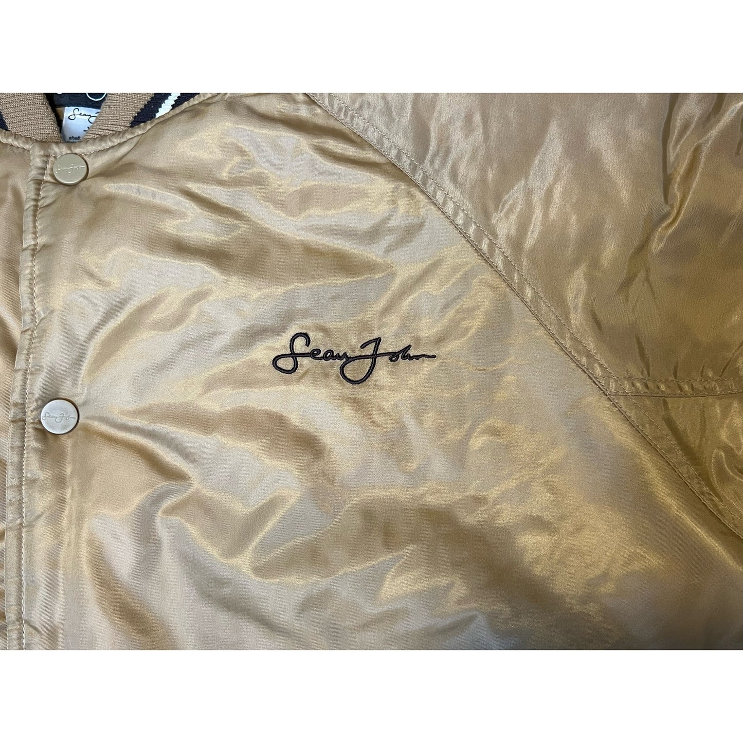 Vintage Y2K Sean John Quilted Snap Up Puffer Bomber Jacket XL