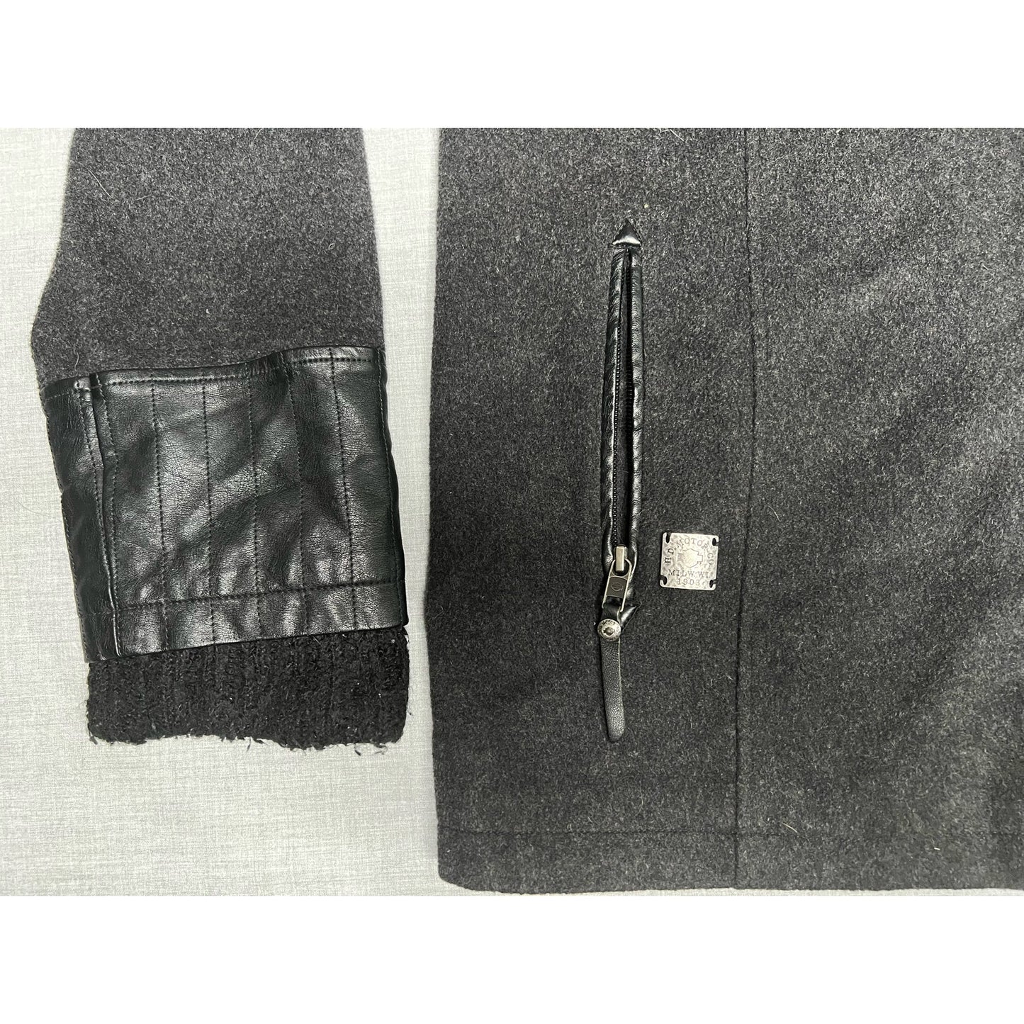 Harley Davidson Wool Blend Leather Patch Moto Biker Jacket Women’s 1W