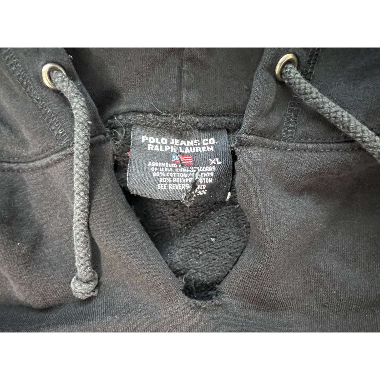 Vintage Polo Jeans Co Ralph Lauren Flag Logo Pullover Hoodie XL