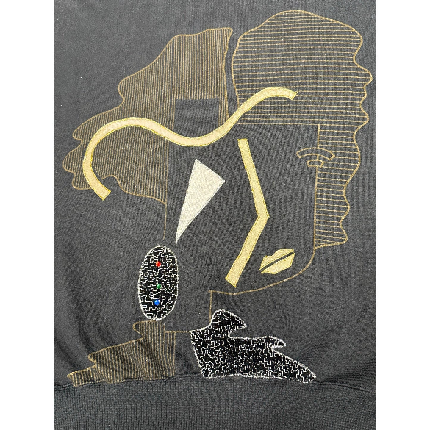 Vintage Mamselle Abstract Sparkly Face Crewneck Sweatshirt Women’s Large