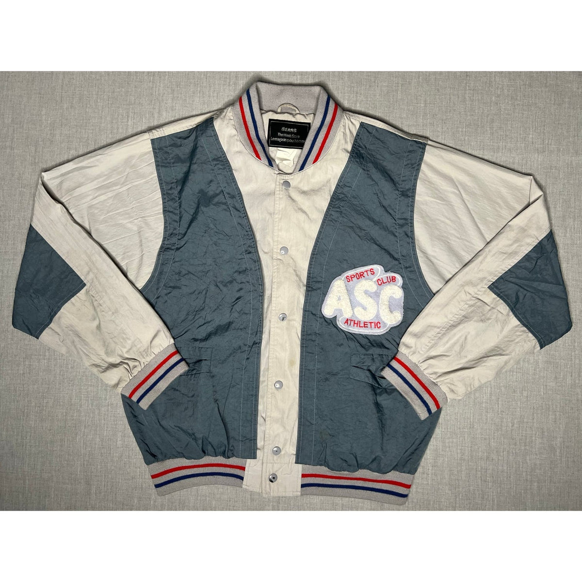 Vintage 80s Sears Athletic Sports Club Snap Up Bomber Jacket Large