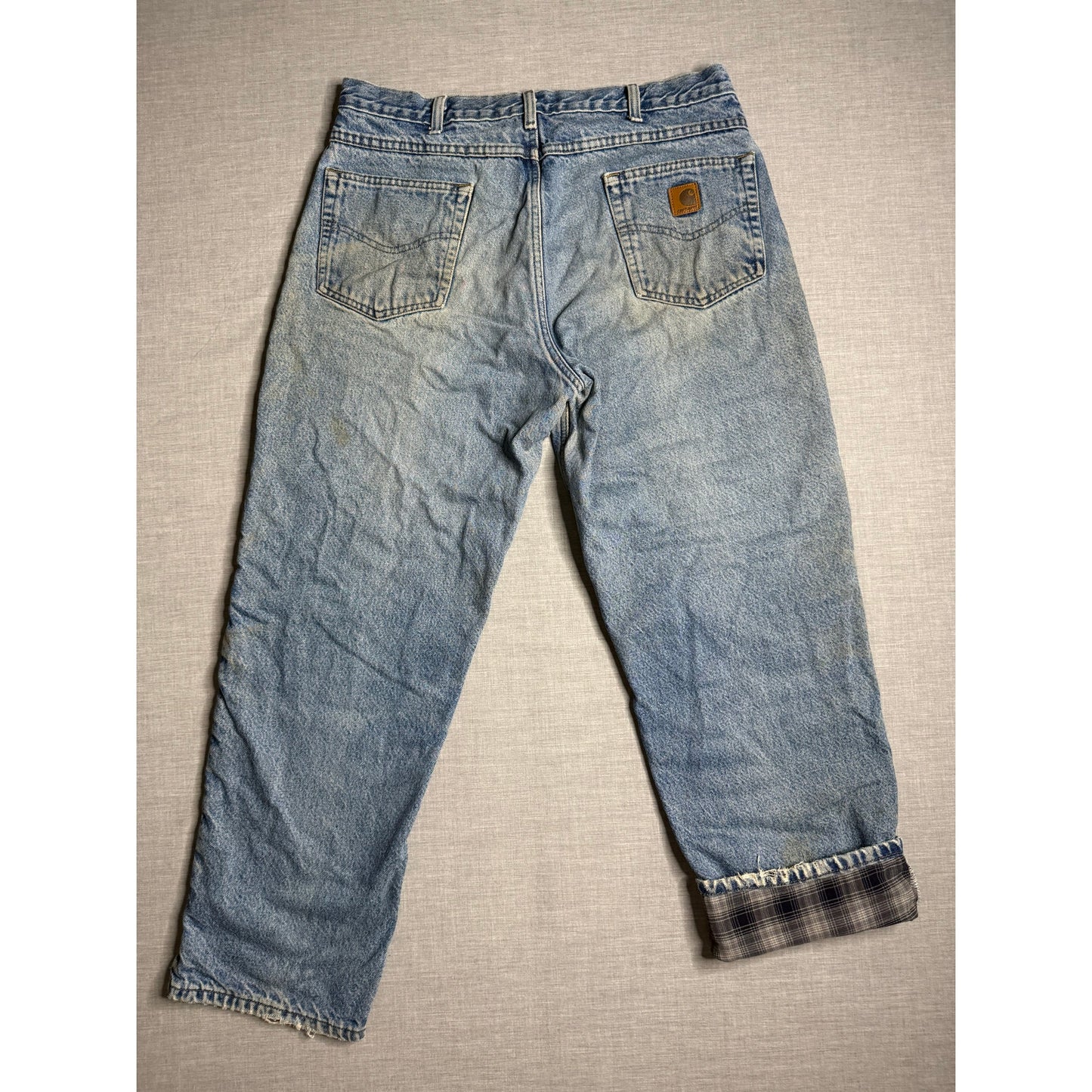 Carhartt Flannel Lined Heavyweight Carpenter Workwear Jeans 35x30