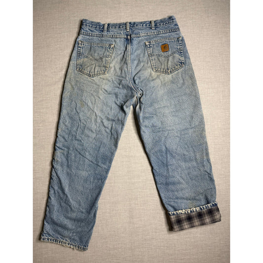 Carhartt Flannel Lined Heavyweight Carpenter Workwear Jeans 35x30