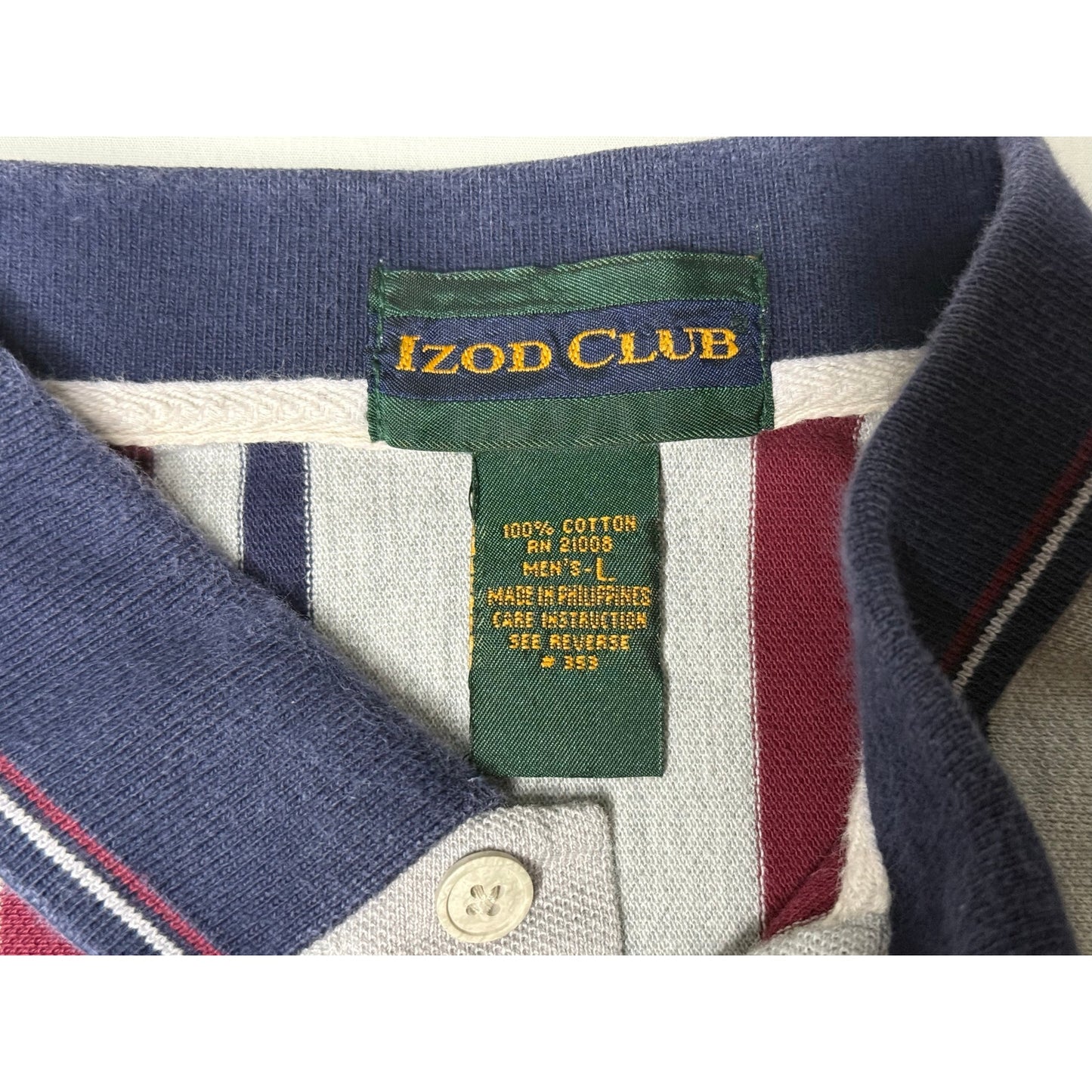 Vintage 90s Izod Club Sun Lakes Country Club Striped Golf Polo Shirt Large