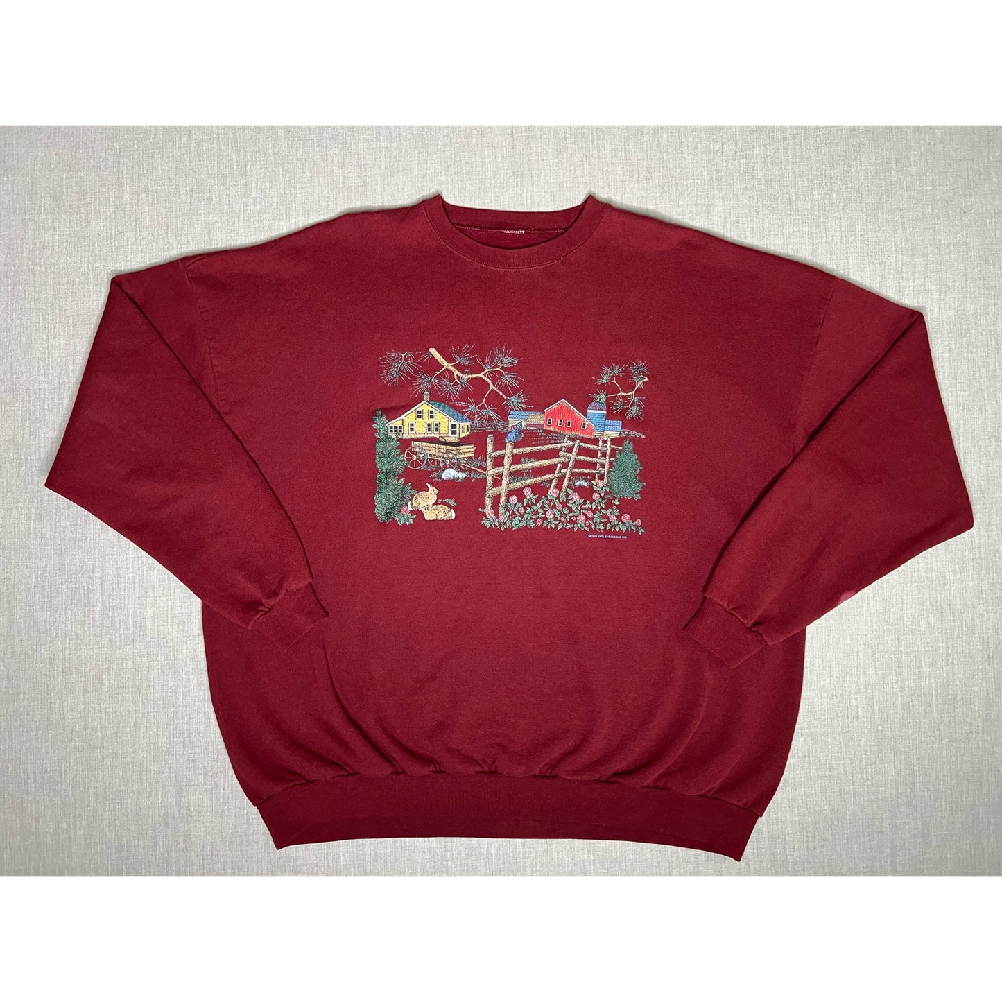 Vintage 1996 Endless Designs Barn Scenery Crewneck Sweatshirt 2XL