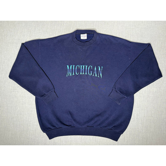 Vintage Michigan Embroidered Pullover Crewneck Sweatshirt XL