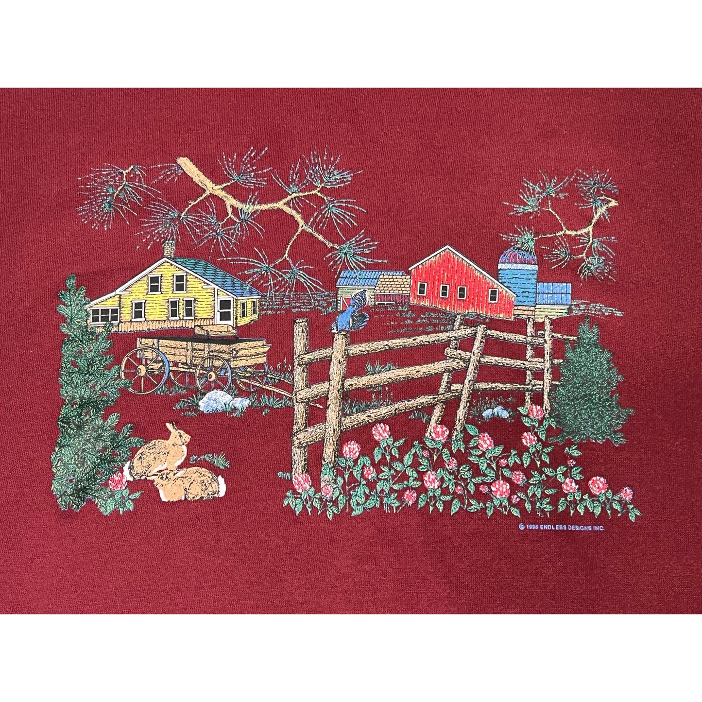 Vintage 1996 Endless Designs Barn Scenery Crewneck Sweatshirt 2XL