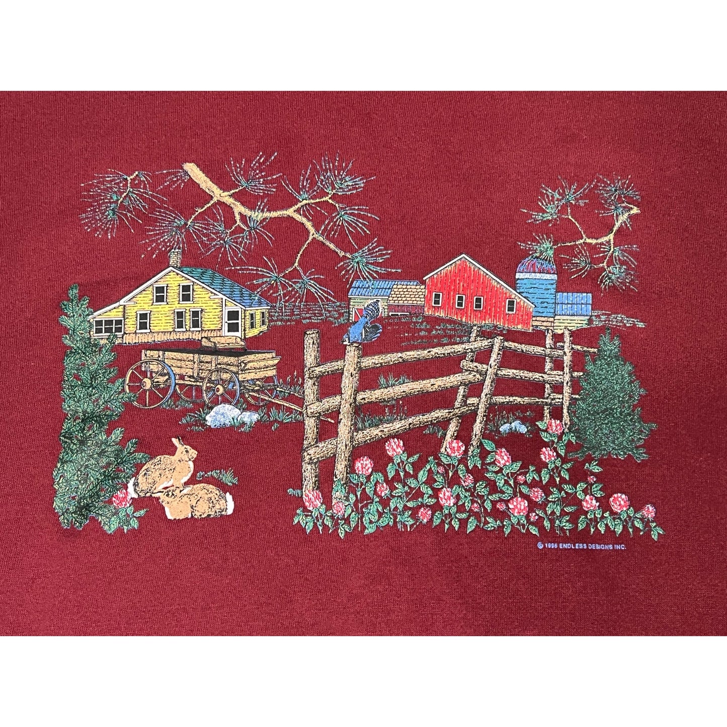 Vintage 1996 Endless Designs Barn Scene Crewneck Sweatshirt 2XL