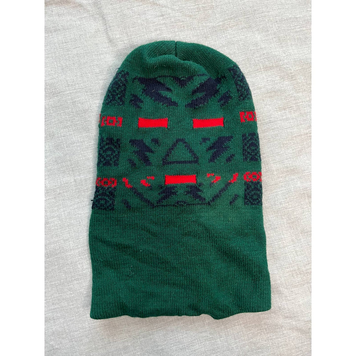 Vintage Green Red and Blue Pattern Ski Mask