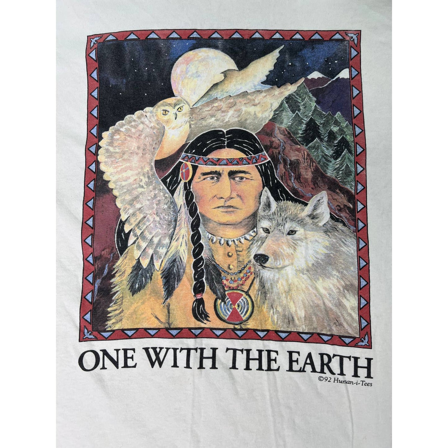 Vintage 1992 One With The Earth Native American Single Stitch T-shirt 2XL