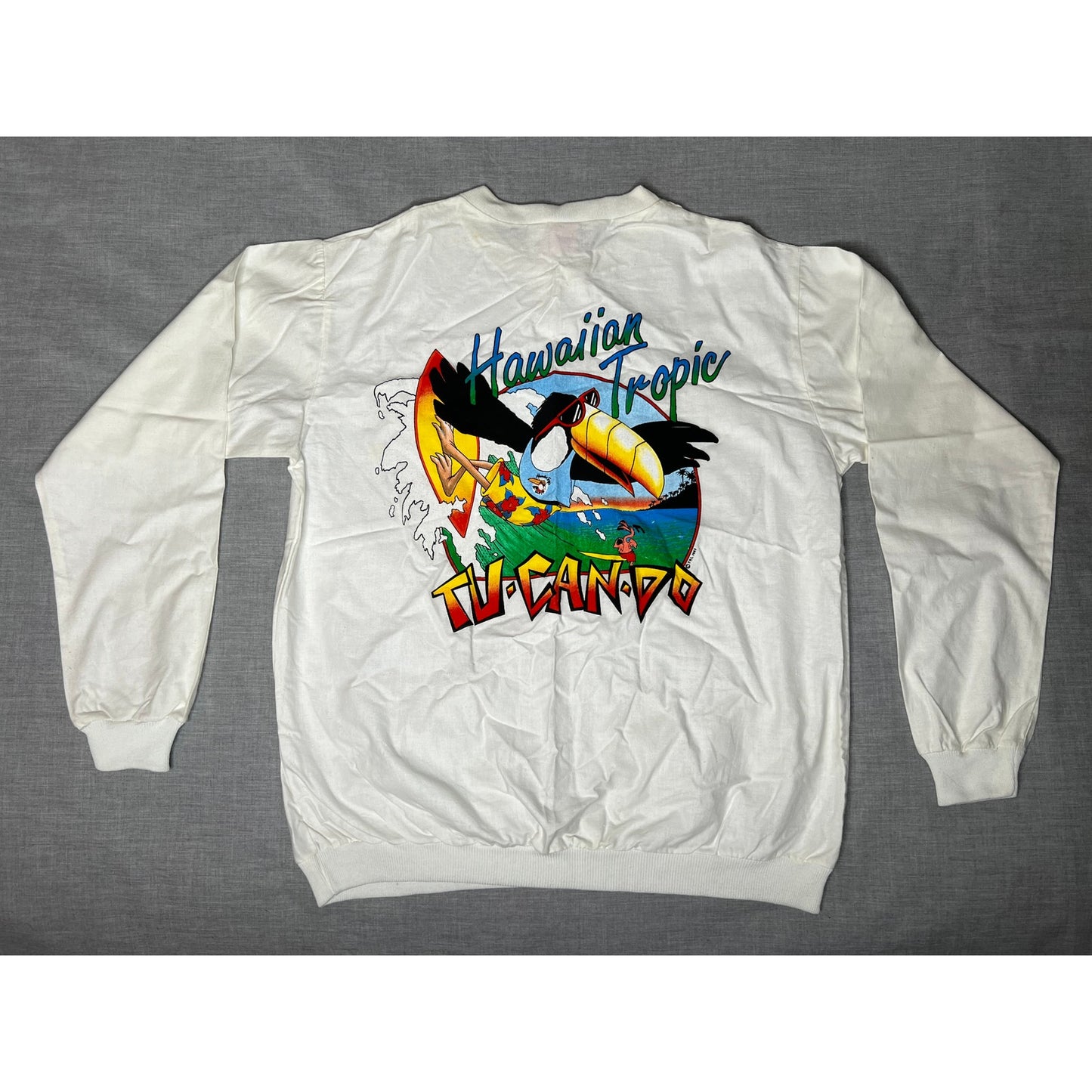 Vintage 1987 Hawaiian Tropic Toucan Deadstock Long Sleeve T-Shirt Small