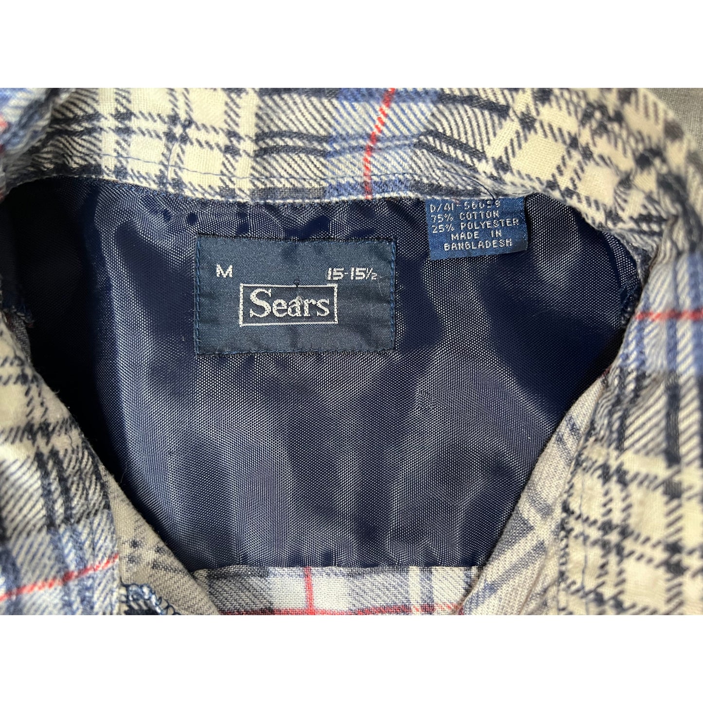 Vintage Sears Plaid Flannel Button Up Shirt Medium
